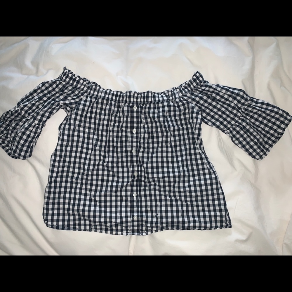 Off the shoulder gingham top